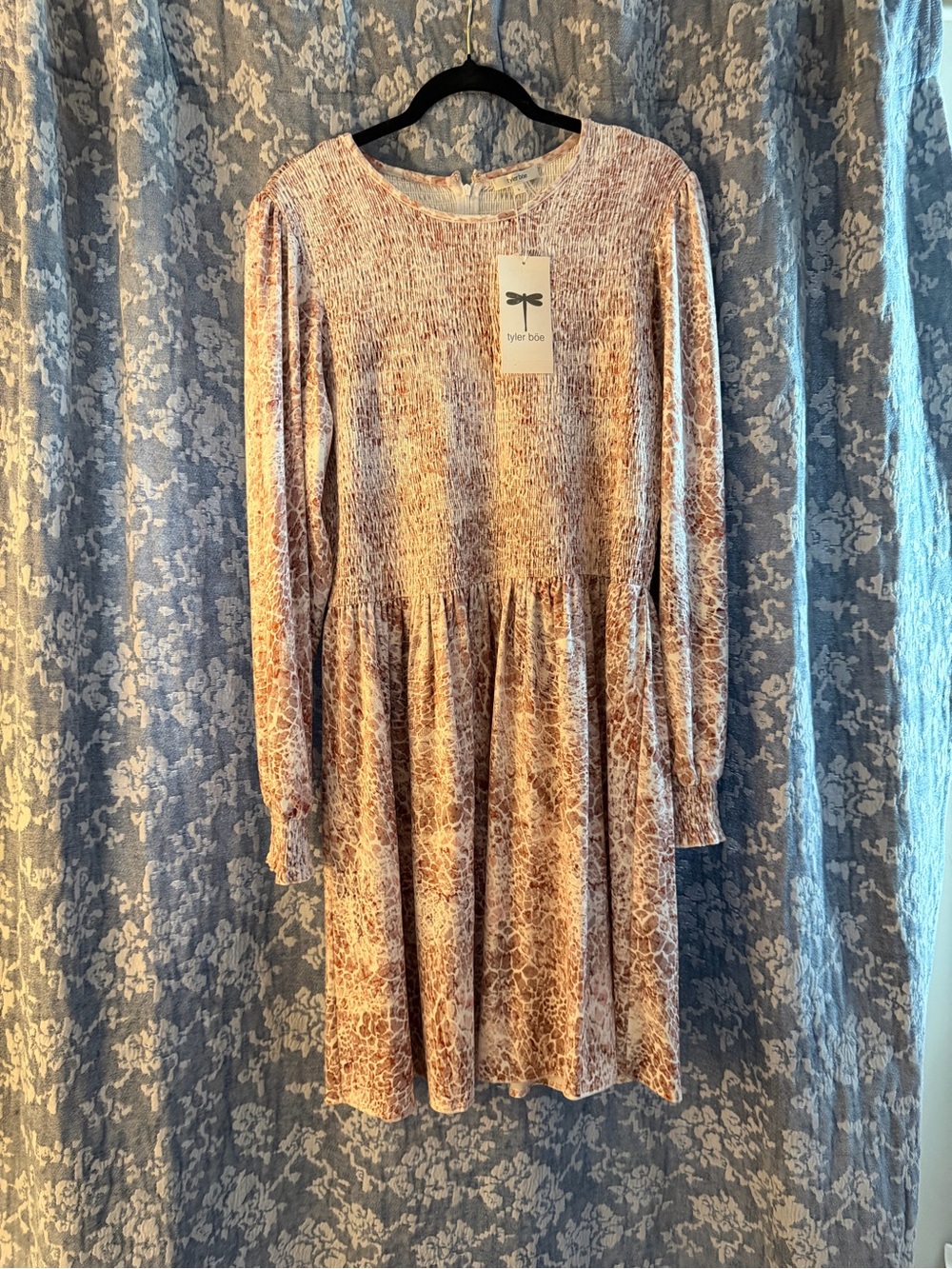 Tyler Boe Pink Beige Printed Long Sleeve Girls Dress
